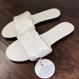 White braided sandals